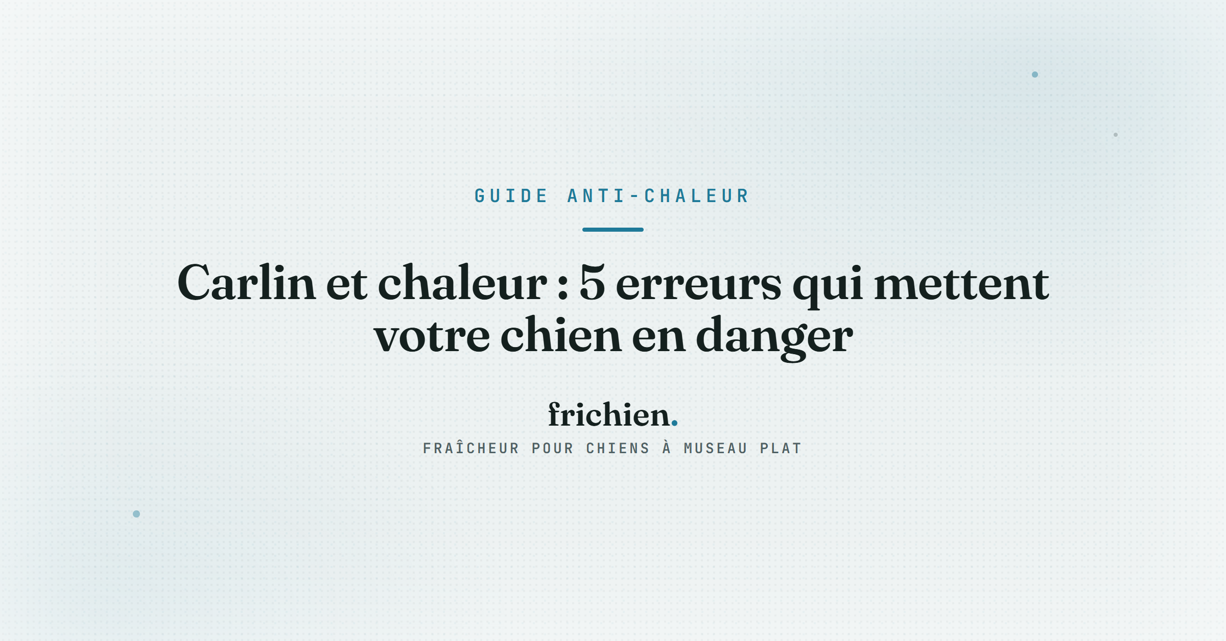 Carlin et chaleur : 5 erreurs qui mettent votre chien en danger