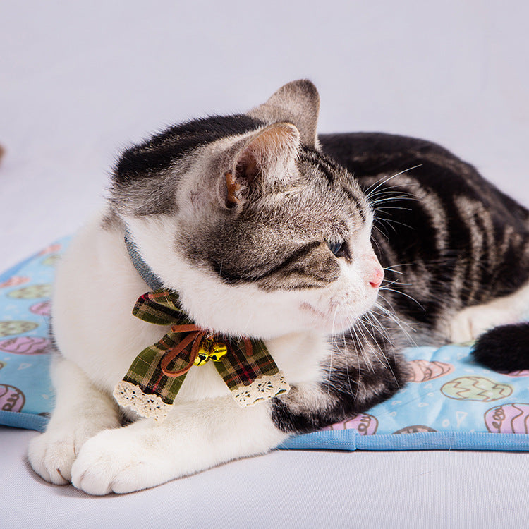 Tapis rafraîchissant pour chat bleu — chat tabby détendu