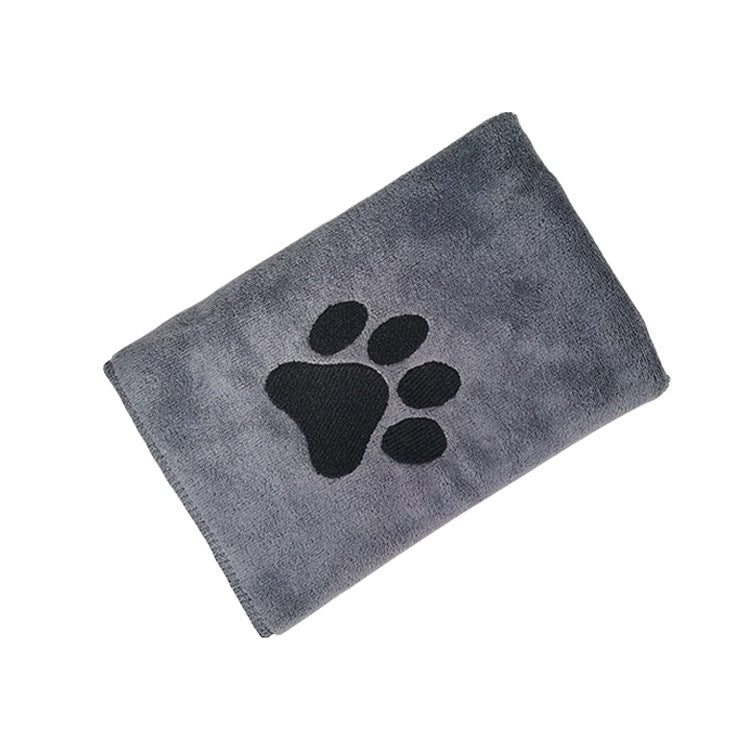 Serviette microfibre ultra-absorbante pour chien — gris avec patte brodée