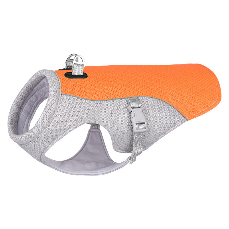 Gilet rafraîchissant pour chien — orange, maille respirante avec D-ring