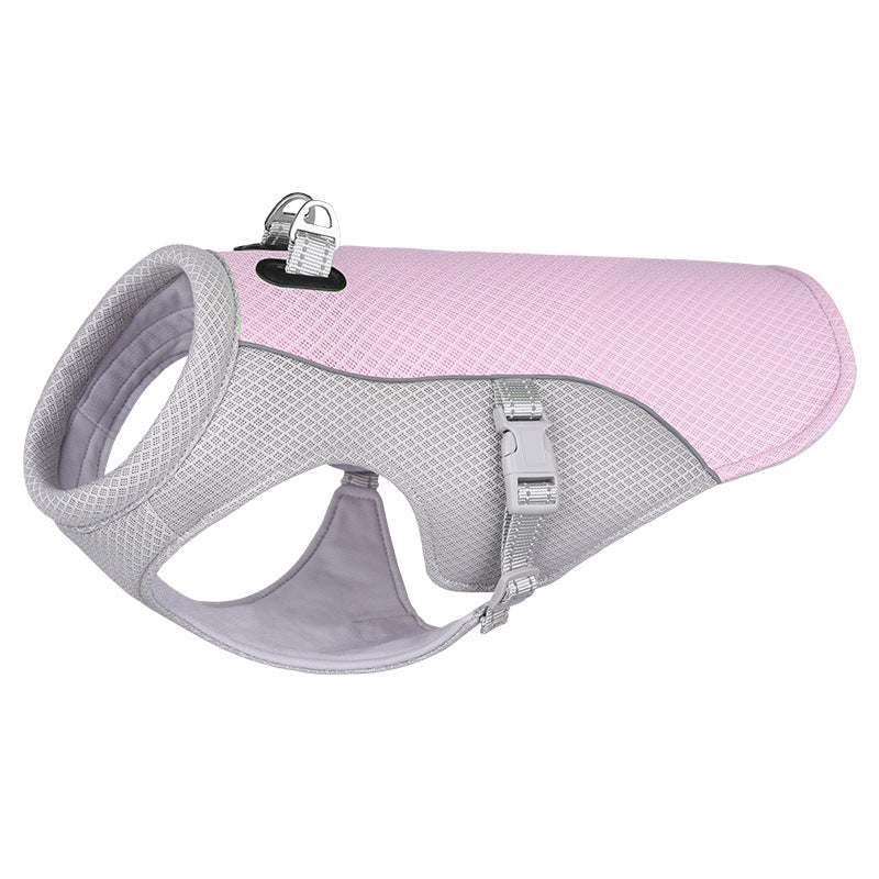 Gilet rafraîchissant pour chien — rose, maille respirante avec D-ring