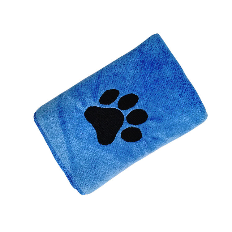 Serviette microfibre ultra-absorbante pour chien — bleu avec patte brodée