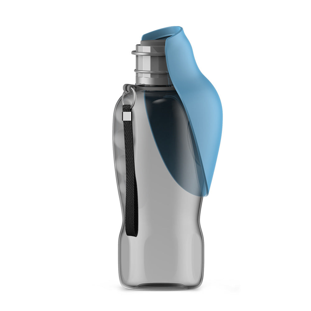 Gourde pliable chien 800ml — bleu gris, design feuille
